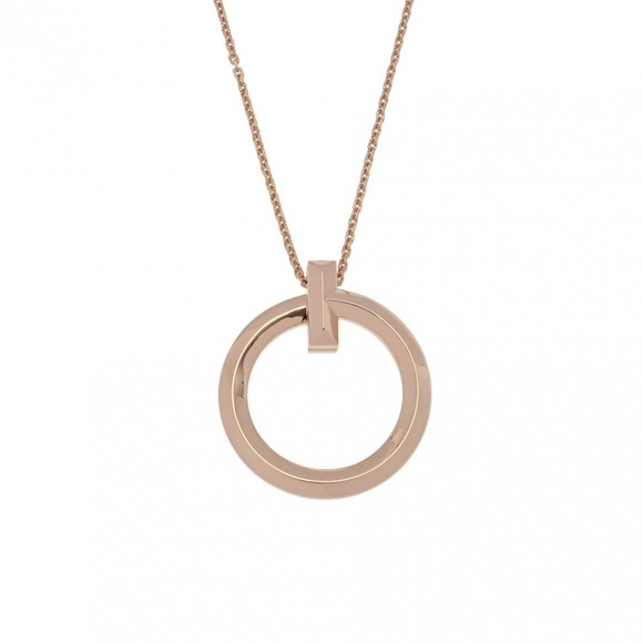 Tiffany T One Circle Necklace Pink Gold